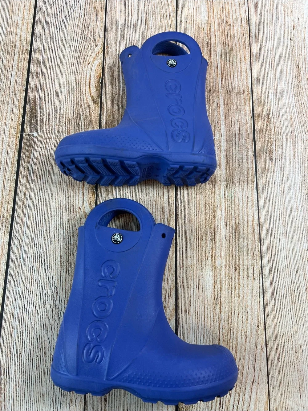 Crocs Handle It Toddler Kids Rain Boots Blue Waterproof Pull On Shoes Size C13